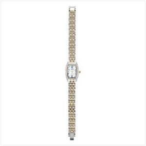 Two-Tone Link Band Jeweled Watch